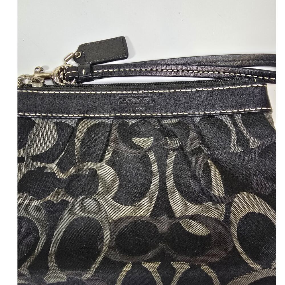 Coach Vintage Pleated Signature Wristlet Black Brown - Picture 5 of 5